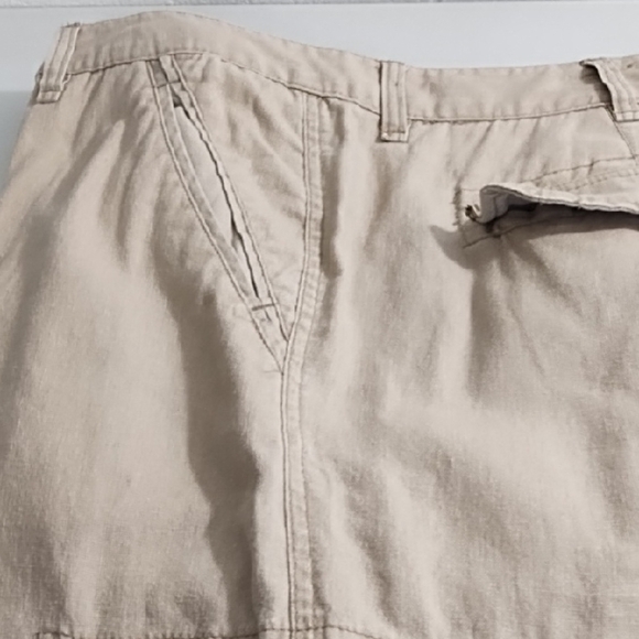 Tan Linen Cotton Cargo Shorts with Classic Design - Picture 10 of 11
